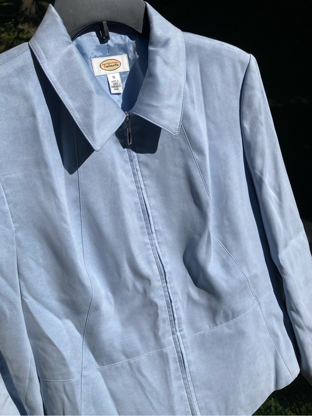 Talbots Light Blue Faux Suede Zip Up Jacket